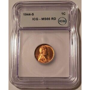 1944 S Lincoln Wheat Cent MS66 RED ICG